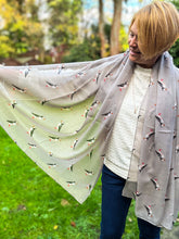 Ladies Puffin Bird Print GREY Fashion Scarf