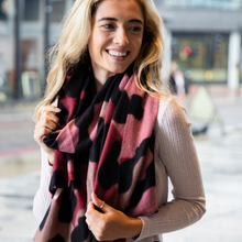 Bold Leopard Animal Print PINK BLACK Cream Thick Winter Scarf