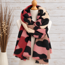 Bold Leopard Animal Print PINK BLACK Cream Thick Winter Scarf