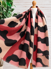 Bold Leopard Animal Print PINK BLACK Cream Thick Winter Scarf