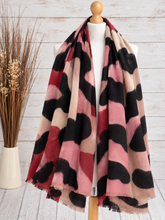 Bold Leopard Animal Print PINK BLACK Cream Thick Winter Scarf