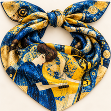 Ladies Artist Klimt Music Print Silk Blend Square Scarf