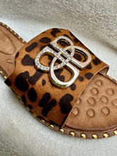 Women’s Leopard Print Studded Buckle Flat Slider Sandals - Sizes available 3 - 8