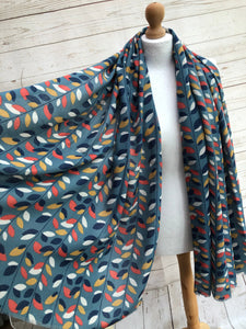 Ladies Multi Coloured Leaves Pattern BLUE Fashion Scarf