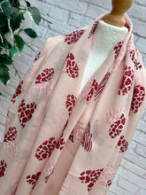 Ladies Animal Print & Aztec Love Heart Print Scarf - Blush Pink