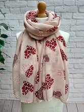 Ladies Animal Print & Aztec Love Heart Print Scarf - Blush Pink