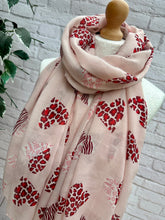 Ladies Animal Print & Aztec Love Heart Print Scarf - Blush Pink