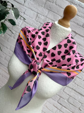 Ladies Love Heart & Border Print Silk Blend Triangle Scarf - Pink Lilac