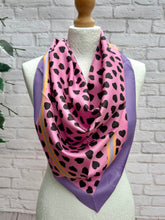 Ladies Love Heart & Border Print Silk Blend Triangle Scarf - Pink Lilac