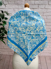 Ladies Paisley Print & Border Print Silk Blend Triangle Scarf - Blue