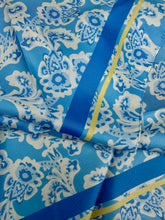 Ladies Paisley Print & Border Print Silk Blend Triangle Scarf - Blue