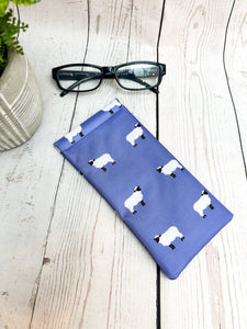 Sheep Print Glasses Case - Lilac