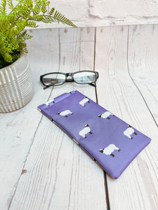 Sheep Print Glasses Case - Lilac