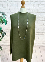 Ladies MUSCHO KHAKI GREEN Italian Made Sleeveless Round Neck Jumper - One Size 8 - 18