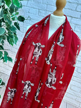 Ladies Farm Cow Print RED Fashion Scarf