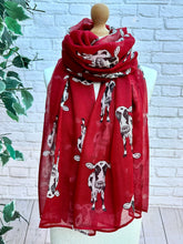 Ladies Farm Cow Print RED Fashion Scarf