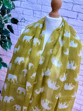 Ladies Multi Elephant Print MUSTARD Fashion Scarf