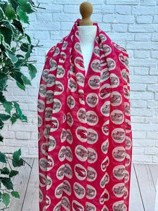 Ladies Camper Van Travel Print Pinky RED Fashion Scarf