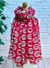 Ladies Camper Van Travel Print Pinky RED Fashion Scarf