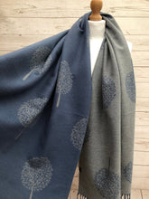 Ladies Cashmere Blend Tree of Life BLUE GREY Thick Pashmina Scarf