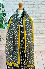 Ladies Polka Dot Print BLACK and YELLOW Tassel Fashion Scarf