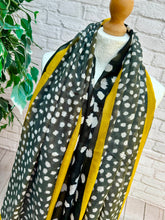 Ladies Polka Dot Print BLACK and YELLOW Tassel Fashion Scarf