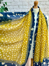 Ladies Polka Dot Print NAVY BLUE and MUSTARD Tassel Fashion Scarf