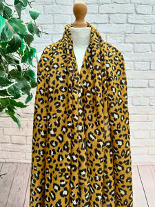 Ladies Leopard Animal Print Camel Black Tassel Fashion Scarf