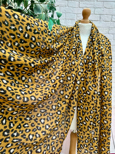 Ladies Leopard Animal Print Camel Black Tassel Fashion Scarf