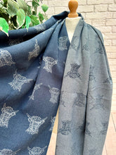 Thick Reversible Highland Cow NAVY BLUE Tassel Pashmina Winter Scarf