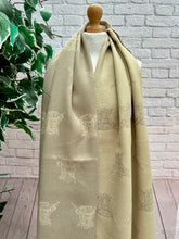 Thick Reversible Highland Cow CREAM BEIGE Tassel Pashmina Winter Scarf