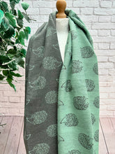 Thick Reversible Hedgehog MINT GREEN GREY Fringed Pashmina Winter Scarf