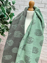 Thick Reversible Hedgehog MINT GREEN GREY Fringed Pashmina Winter Scarf