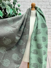 Thick Reversible Hedgehog MINT GREEN GREY Fringed Pashmina Winter Scarf