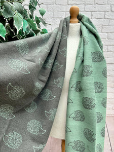 Thick Reversible Hedgehog MINT GREEN GREY Fringed Pashmina Winter Scarf