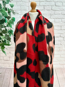 Thick Bold Leopard Animal Print RED PINK BLACK Pashmina Winter Scarf