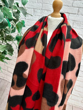 Thick Bold Leopard Animal Print RED PINK BLACK Pashmina Winter Scarf