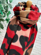 Thick Bold Leopard Animal Print RED PINK BLACK Pashmina Winter Scarf