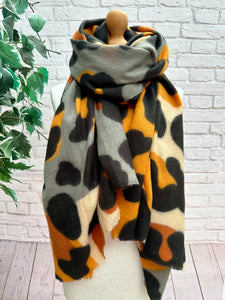 Thick Bold Leopard Animal Print ORANGE BROWN BLACK Pashmina Winter Scarf