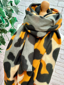 Thick Bold Leopard Animal Print ORANGE BROWN BLACK Pashmina Winter Scarf