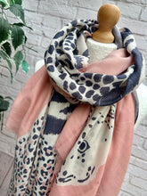 Dusty Pink Tiger & Leopard Animal Print - Womens Lightweight Wrap - Soft Fashion Scarf - Gift for Her