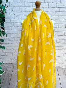Ladies Cute Duck Print YELLOW Fashion Scarf