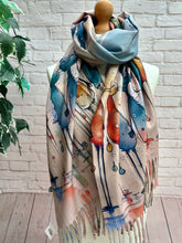 Colourful Happy Cats Kitten Print - Soft Warm Scarf - Women's Tassel Wrap - Gift for Her