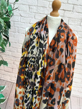 Ladies Bold Leopard Animal Print ORANGE BROWN Fashion Scarf