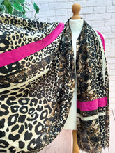 Ladies Leopard & Snake Animal Print with Border BROWN FUCHSIA PINK Fashion Scarf