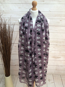 Ladies Meadow Sheep Farm Print LILAC Fashion Scarf