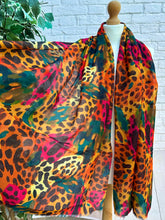 Ladies Bright Safari Cheetah Animal Print Frayed Mulit Coloured Fashion Scarf