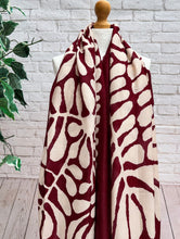 Ladies Bold Leaf Print Oversized Fashion Scarf –Red Wine & White