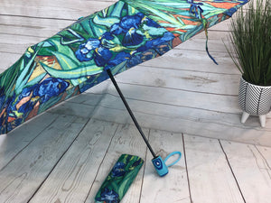 Ladies Painter Van Gogh Irises Print Compact Folding Umbrella