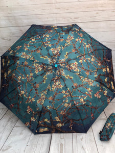 Ladies Painter Van Gogh Apple Blossom Print Compact Folding Umbrella